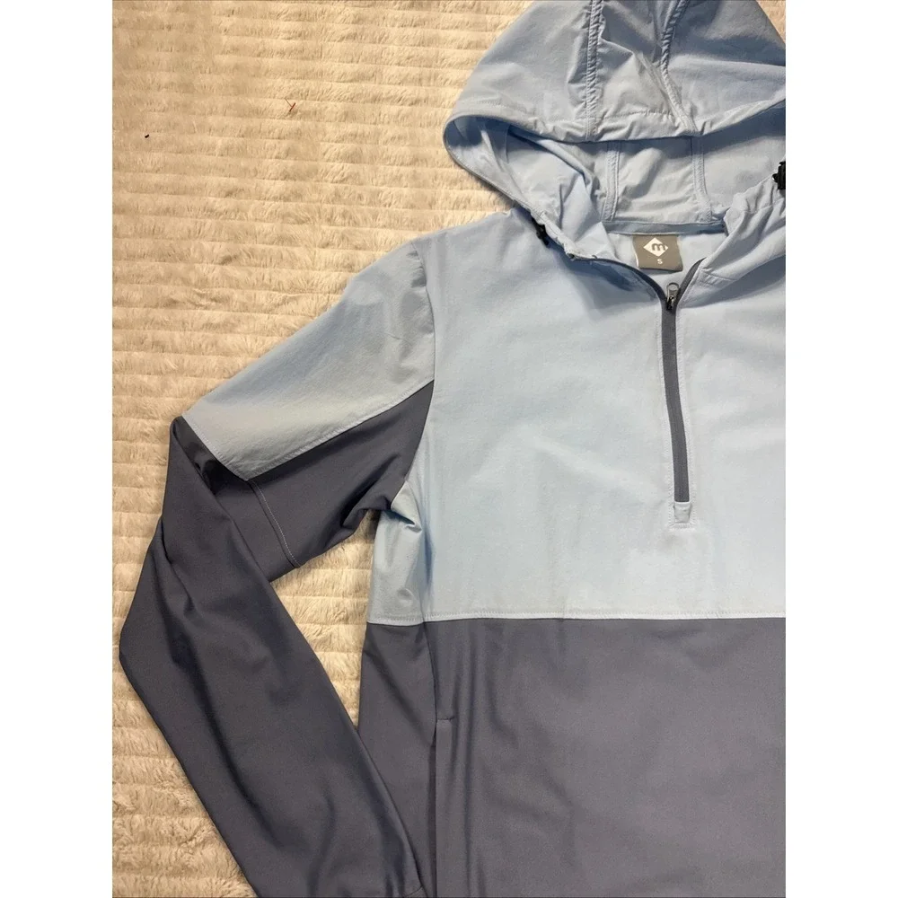 Moxie Hooded Windbreaker Pullover Men's S Sky‎ Blue Colorblock Quarter Zip Light